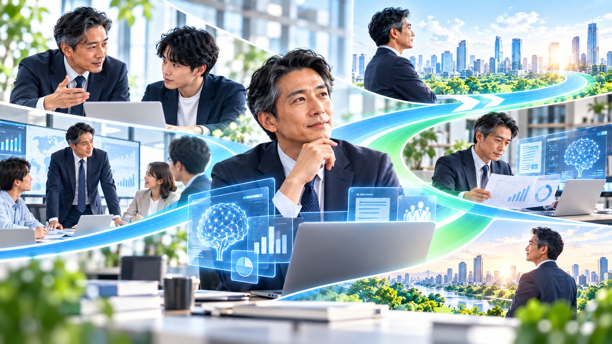 40代の経験と生成AIを組み合わせて仕事に活かすイメージ