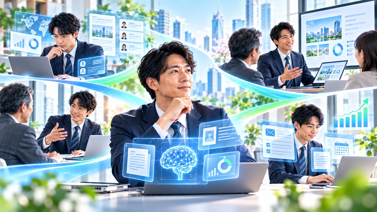 営業の商談前後で生成AIを活用する仕事の流れのイメージ